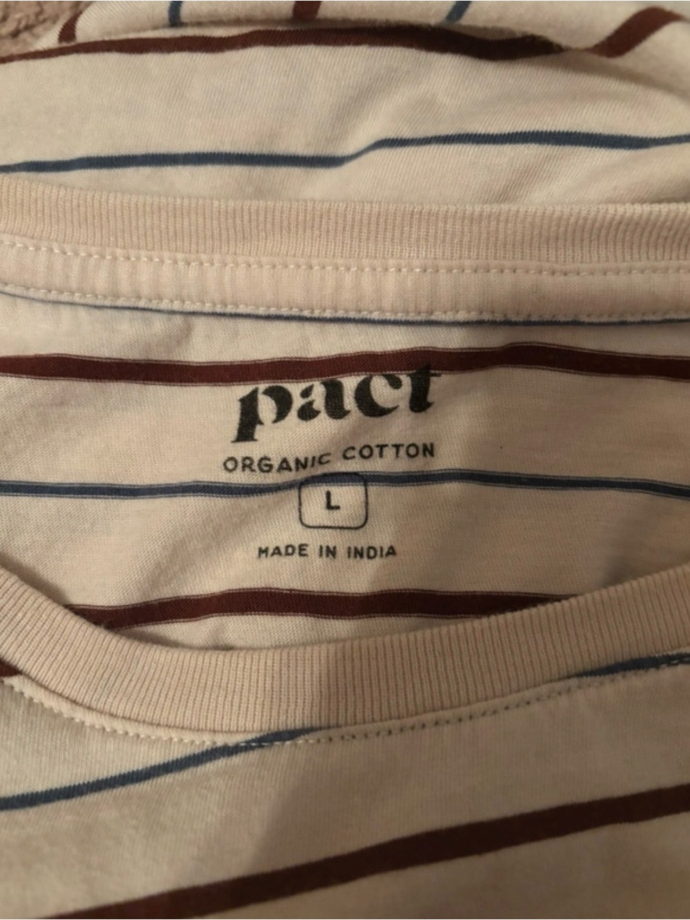 ‼️EUC: Pact Organic Striped Cropped T-Shirt - L - Picture 4 of 4